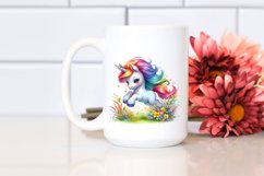 Colorful Baby Unicorn in Meadow, PNG Product Image 2