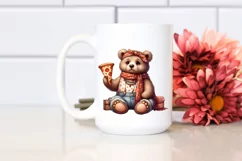Funny Cute Owl Holding Pizza Slice Clipart Product Image 786