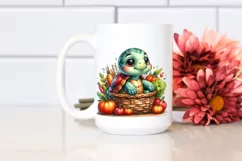Quirky Colorful Baby Turtle Basket | Watercolor | Clipart Product Image 2