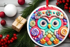 Round Christmas Ornament Sublimation|Clipart Product Image 1