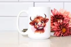 Funny Baby Face Expressive Highland Cow PNG Product Image 2