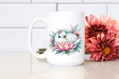 Whimsical Swan Watercolor Sticker | Sublimation | Clipart Product Image 2