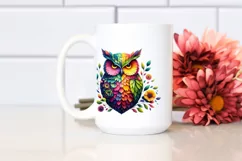 Vibrant Owl with Flowers PNG Product Image 2