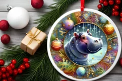 Round Christmas Ornament Sublimation|Clipart Product Image 2