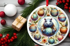 Round Christmas Ornament Sublimation|Clipart Product Image 2