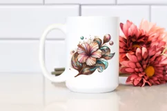 Wooden Stained Hibiscus Watercolor Splash | Sublimation | Product Image 2