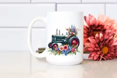 Vibrant Tractor with Flowers | Sublimation Clipart Product Image 2