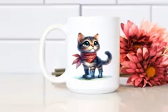 Watercolor Cat with Bandana Clipart Product Image 2