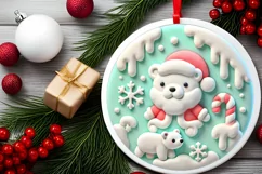 Round Christmas Ornament Sublimation|Clipart Product Image 1