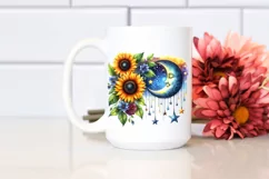 Colorful Half Moon with Sunflowers PNG Product Image 2