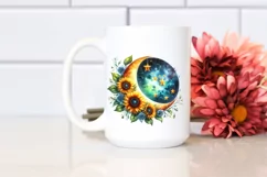 Colorful Half Moon with Sunflowers, PNG Product Image 2