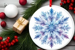 Snow Flake Christmas Round Cute Ornament Sublimation Product Image 1