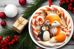 Round Christmas Ornament Sublimation|Clipart Product Image 1