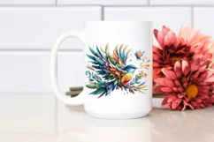Vibrant Bird with Flowers PNG Product Image 2