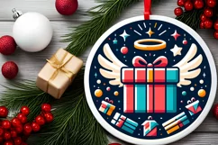 Round Christmas Ornament Sublimation|Clipart Product Image 1