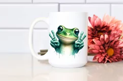 Funny Frog Smiling with Victory Sign | Clipart Product Image 2