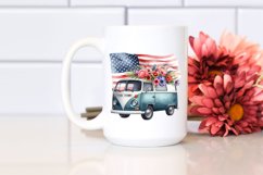 Van with Flowers USA Flag | Sublimation Clipart Product Image 2