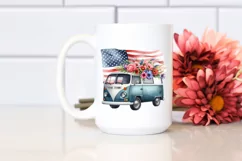 Van with Flowers USA Flag | Sublimation Clipart Product Image 2