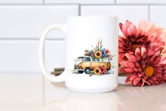 Van with Flowers USA Flag | Sublimation Clipart Product Image 2