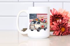 Van with Flowers USA Flag | Sublimation Clipart Product Image 2