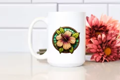 Wooden Stained Hibiscus Watercolor Splash | Sublimation | Product Image 2