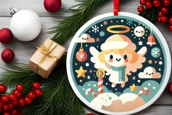 Round Christmas Ornament Sublimation|Clipart Product Image 1