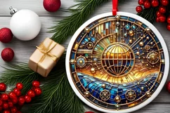 Round Christmas Ornament Sublimation|Clipart Product Image 1