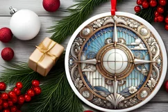 Round Christmas Ornament Sublimation|Clipart Product Image 1