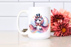 colorful baby unicorn with Magician's Cape, Sublimation PNG Product Image 2