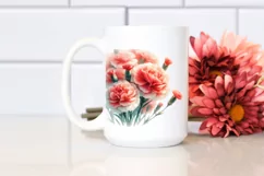 colorful carnation washed watercolor | Clipart Product Image 2
