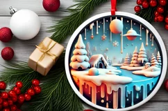 Round Christmas Ornament Sublimation|Clipart Product Image 1