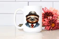 Funny Sloth Portrait Suit Retro Sublimation Clipart Product Image 2