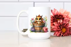 Cute Baby Dragon with Wood Bucket Product Image 2
