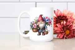 Detailed Cute Gnome with Flowers, PNG Product Image 2