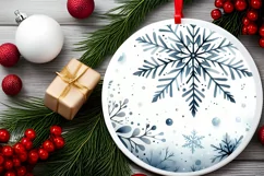Snowflake Christmas Watercolor Round PNG Product Image 2
