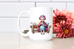charming old lady hair curlers | Clipart Product Image 2