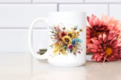 Watercolor Bouquet with Sunflower and Splash | Clipart Product Image 2