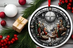 Round Christmas Ornament Sublimation|Clipart Product Image 1