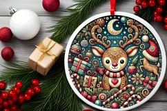 Round Christmas Ornament Sublimation|Clipart Product Image 1