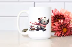Cute Winter Rhino Sleigh Ride PNG Product Image 2