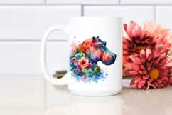 Abstract Watercolor Vibrant Hippo Clipart Product Image 2