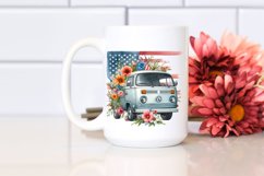 Watercolor Van with Flowers and USA Flag | Sublimation | Product Image 2