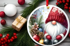 Winter Gnome Round Ornament Sublimation PNG Product Image 2