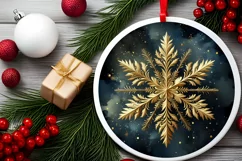 Snow Flake Christmas Round Cute Ornament Sublimation Product Image 2