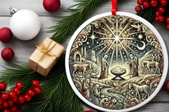 Round Christmas Ornament Sublimation|Clipart Product Image 1