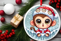 Round Christmas Ornament Sublimation|Clipart Product Image 1