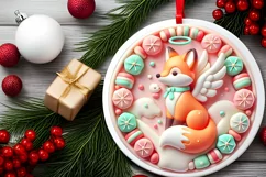 Round Christmas Ornament Sublimation|Clipart Product Image 1