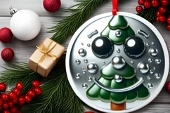 Christmas Christmass Tree Smiling Round Ornament Sublimation Product Image 2
