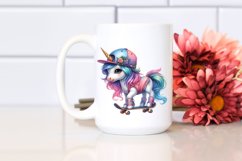 colorful baby unicorn with Skateboarder&#039;s Gear, Sublimation Product Image 2