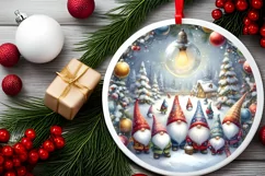 Watercolor Gnomes Christmas Round PNG Product Image 2